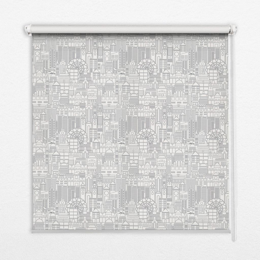 Seitenzug-Rollo Fensterrollo Jalousie - Thermo-Rollo Verdunkelungsrollo - 80x180 cm - Skizze einer Stadt