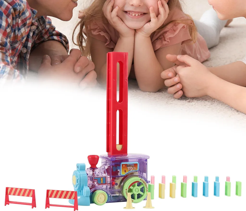 Jouet Éducatif Train de Domino - Kit de 80 Briques pour Éveil Enfant