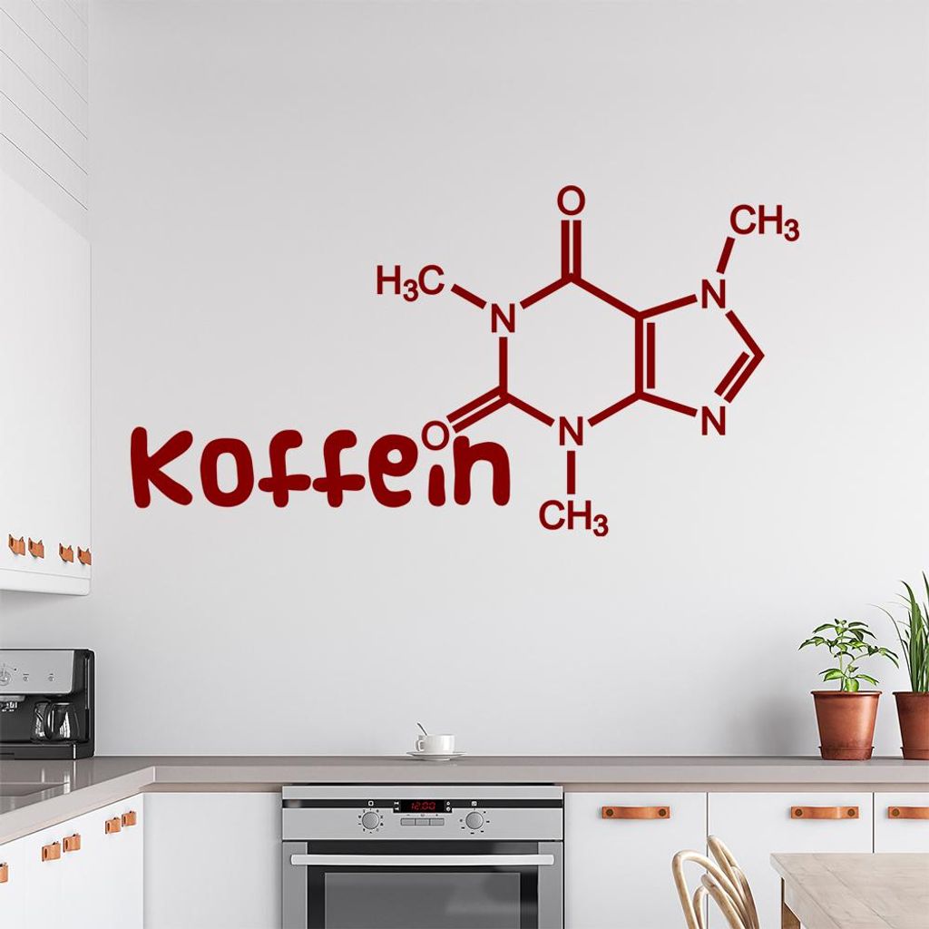 Koffein Formel Wandtattoo in 6 Größen - Wandaufkleber Wall Sticker - Dekoration, Küche, Wohnzimmer, Schlafzimmer, Badezimmer
