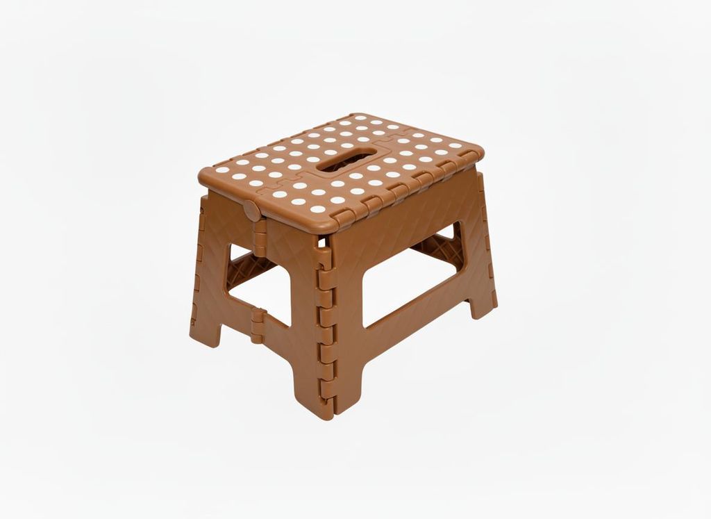 Klapphocker, Tritthocker Cappuccino Braun Faltbar H 22cm bis 150KG für Kinder