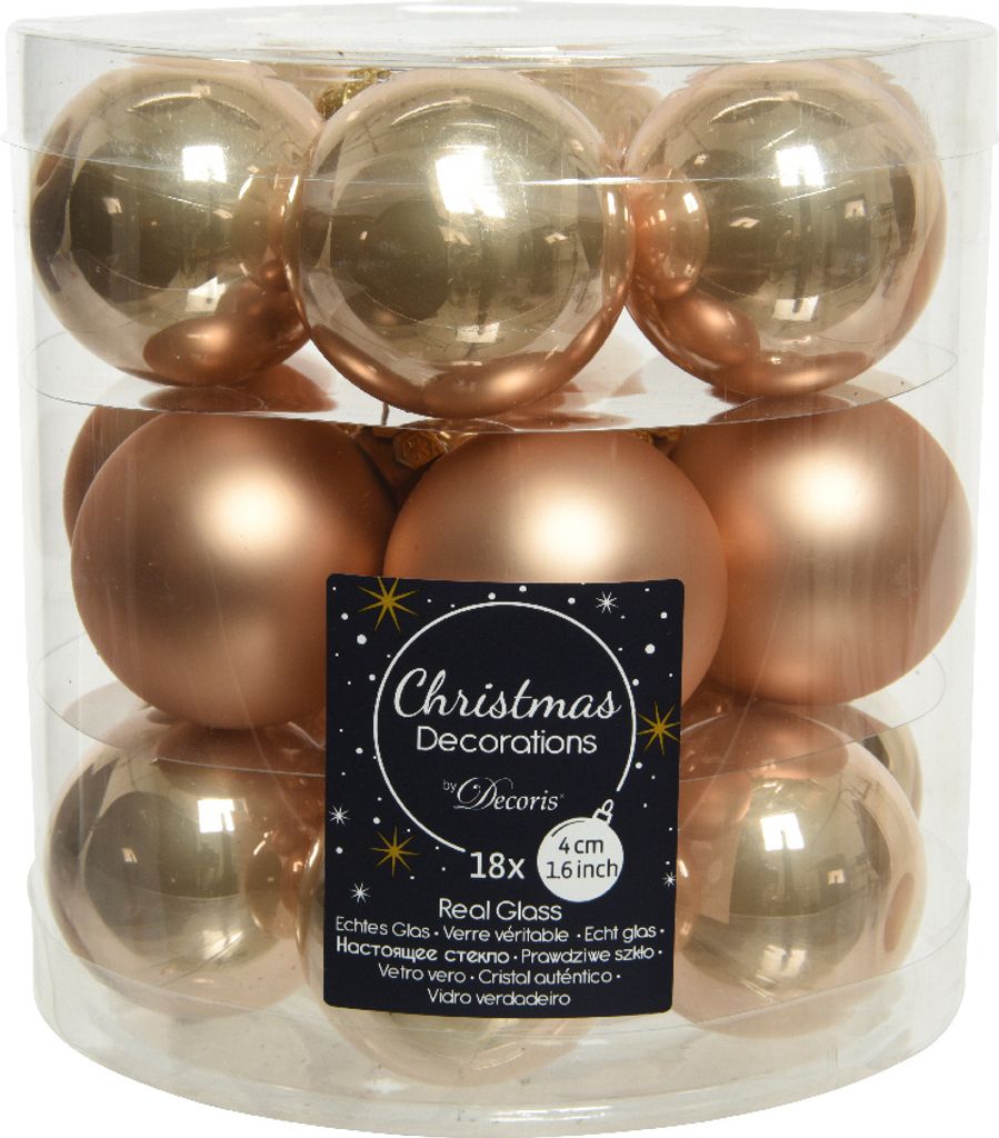 Weihnachtskugeln Glas 4cm 18 Stück - Karamel