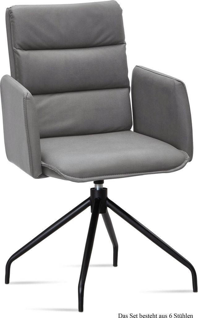 Armlehnstuhl drehbar (6er-Set) Donica 52x92x60 Schwarz/Grau