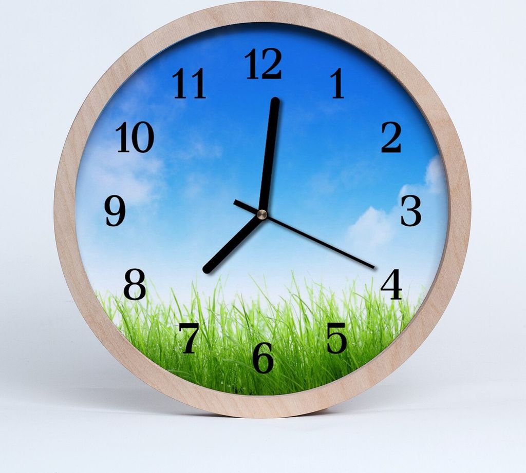Holzuhr 30fi cm wanduhr - Gras Natur Produktbild 