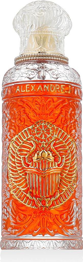 A perfume bottle with an ornate design.