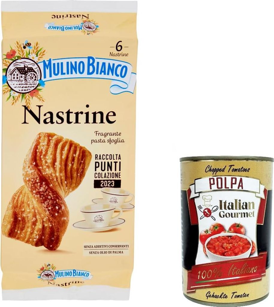 6x Mulino Bianco Nastrine Blätterteig Kuchen 240g + Italian Gourmet polpa 400g