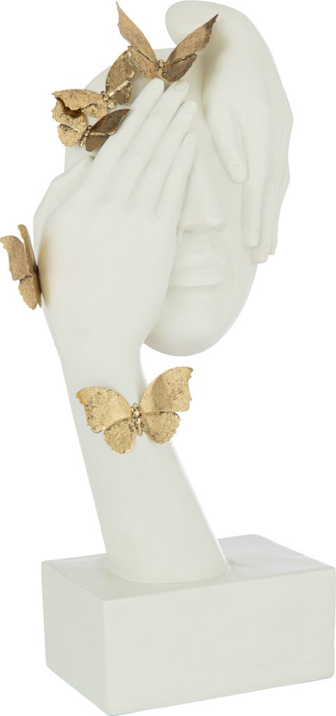 J-Line Gesicht Schmetterlingen Stehend Poly Weiß/Gold