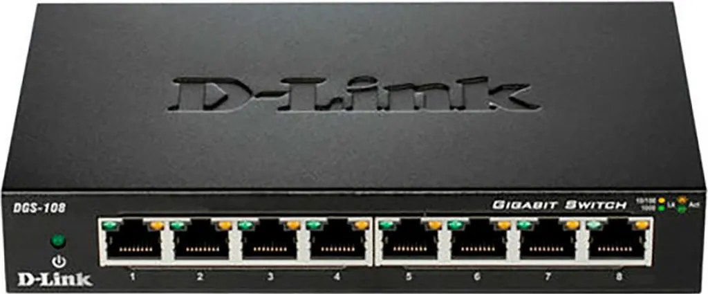 Switch Ethernet D-Link DGS-108 Idéal pour Télétravail et Gaming Gigabit