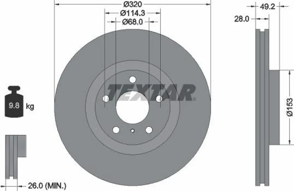 Disque de frein Textar 92162405 d'origine OE 40206CA000 pour Murano