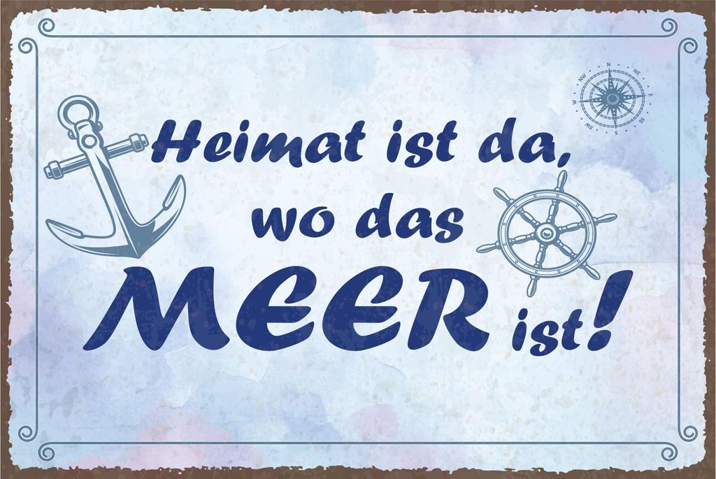 vianmo Holzschild 20x30 cm Heimat ist da, wo das Meer ist