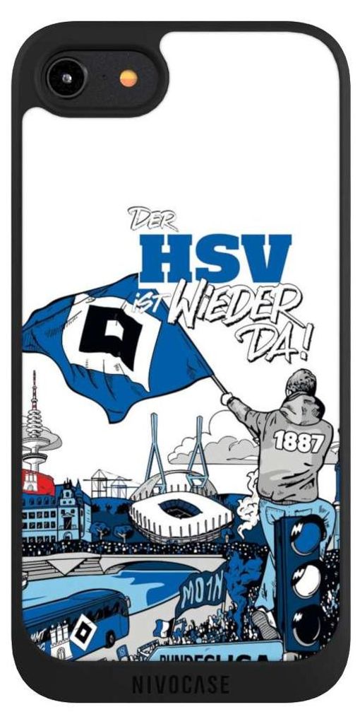 NIVOCASE Handyhülle für Apple iPhone 7 Hülle NIVOpure Case Schwarz Aufstieg Hamburger SV Offizielles Lizenzprodukt