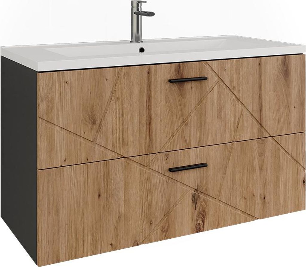 Waschbeckenunterschrank Vicco Irma Anthrazit/Artisan 2 Teile, Model 56322