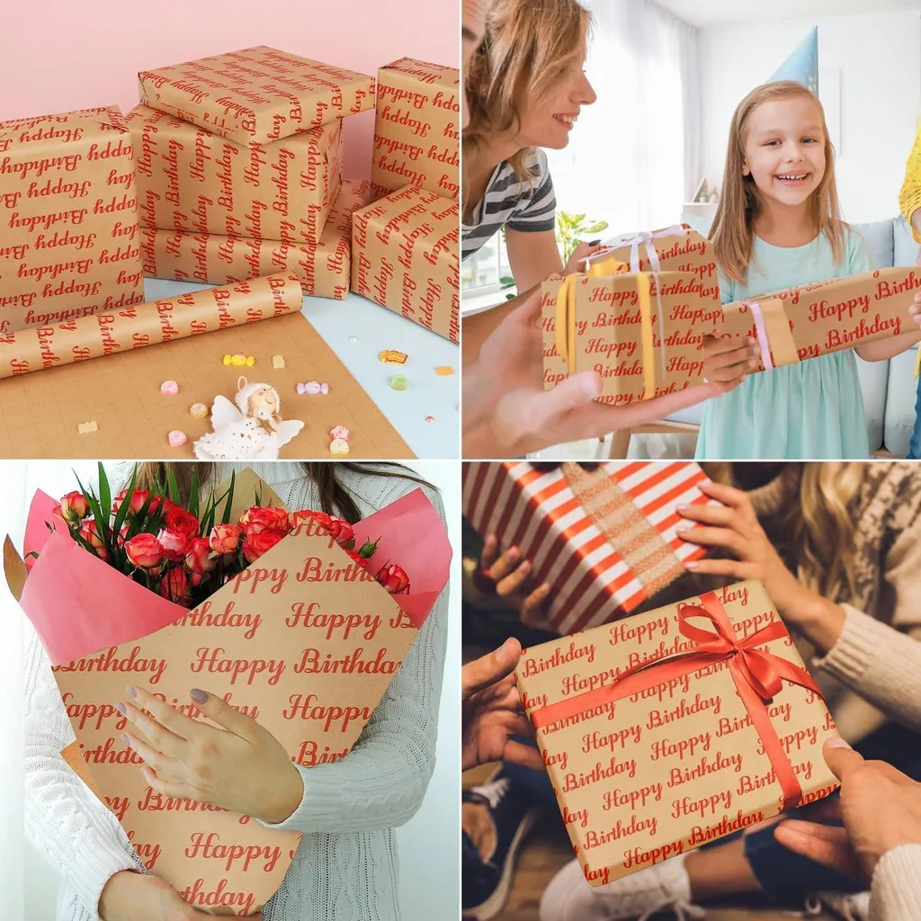 Rotolo Carta Da Regalo Compleanno Argento 43x1500cm - Carta Kraft Riciclabile 399760