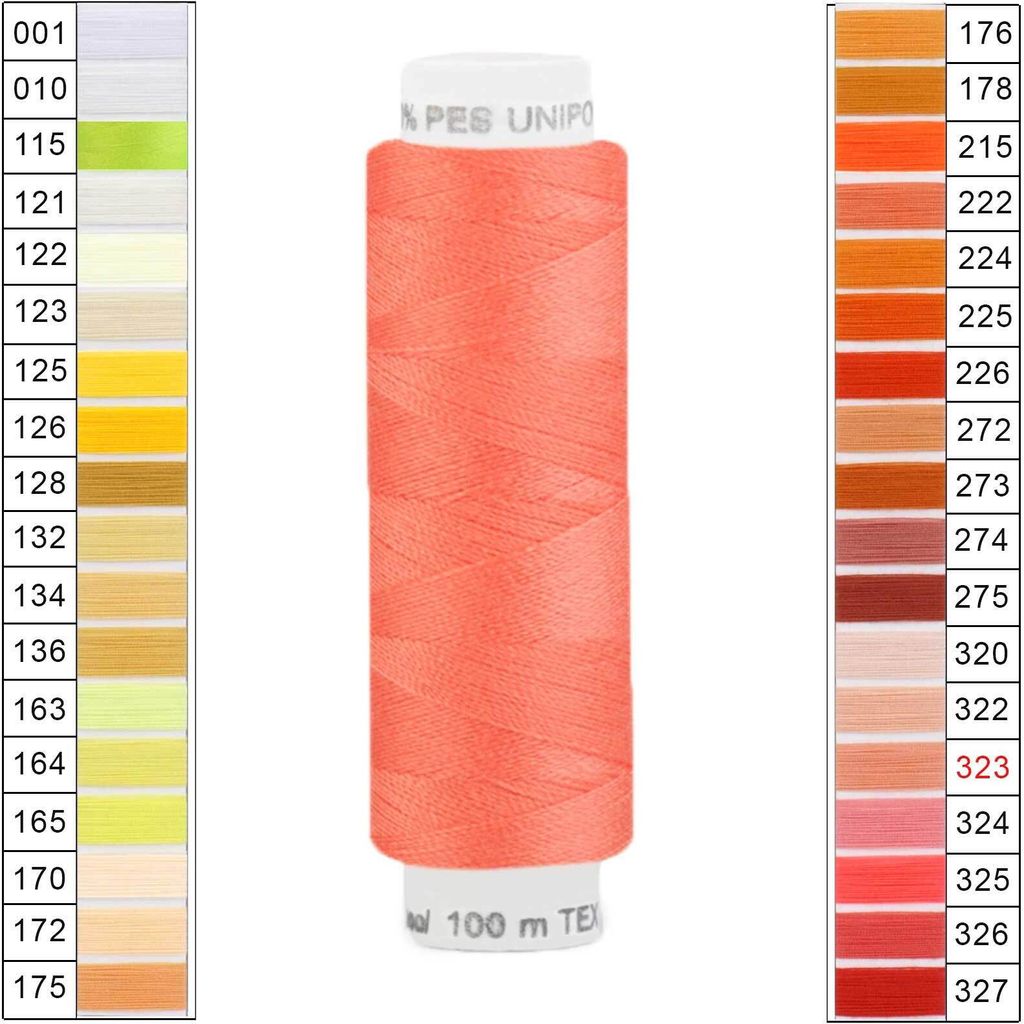 Nähgarn 10 x 100m Unipoly 120 Tex14x2 Universalnähgarn Allzweckgarn Polyester 1v6 Farbwahl, Farbe:323