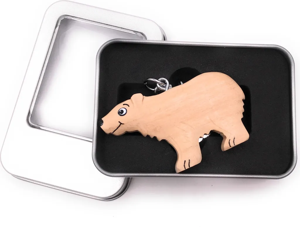 Portachiavi Orso Polare Legno Onwomania | Regalo Originale in Scatola