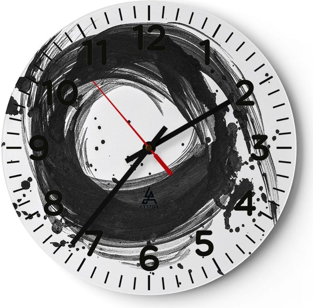 Wanduhr - Rund - Glasuhr - Abstraktion Rad Aquarell - 40x40cm - Schleichendes Uhrwerk - Lautlos - zum Aufhängen bereit - Dekoration Modern - Wandd...