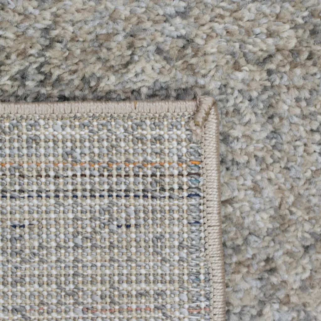 Tapis de salon gris-beige à motifs carrés, textile résistant 80x140cm - 4