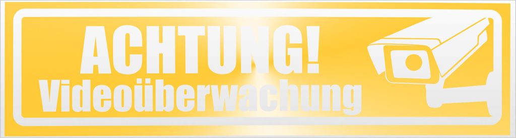 Kiwistar Achtung Videoüberwachung invertiert Magnetschild Schild magnetisch - 60cm Gelb - reflektierend - Magnetfolie für Auto PKW Kfz