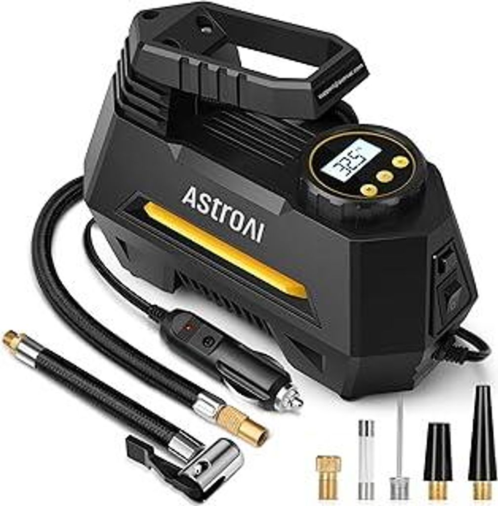 AstroAI Auto Luftpumpe Elektrisch Luftkompressor Digital Tragbar Air Compressor, LCD Bildschirm 12V DC Verpackung für Auto, Fahrrad, Motorrad, Bal...