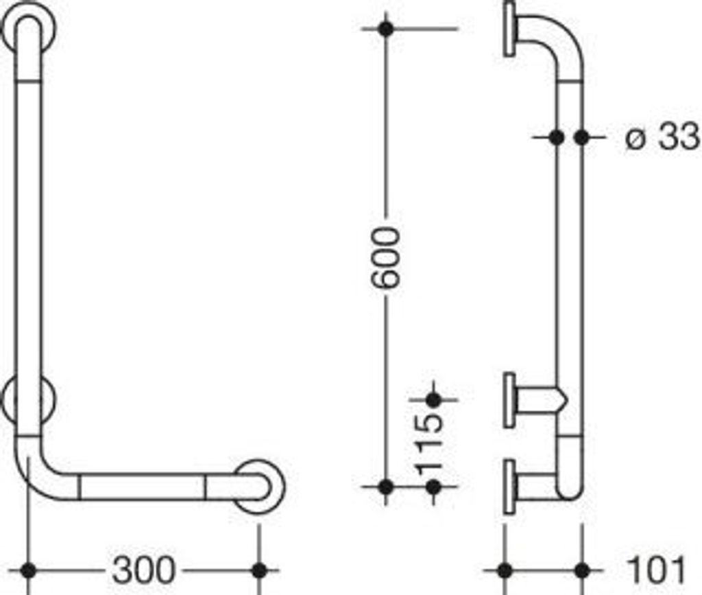 HEWI 801.22.8100 18 Winkelgriff Ser 801, AM:600 W:300,