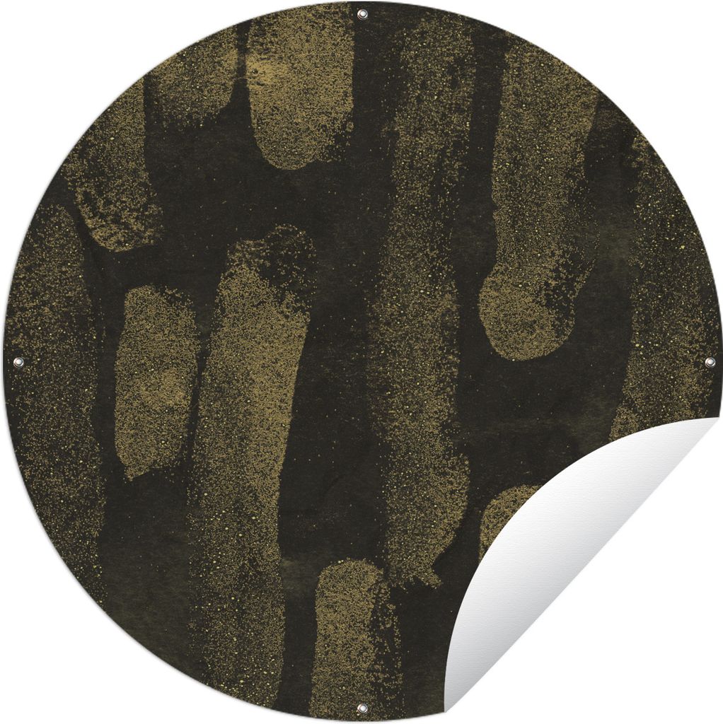 MuchoWow Gartenposter Outdoor-Poster Rund Gold - Schwarz - Luxus Ø 150 cm Gartendeko Rundes Poster draußen