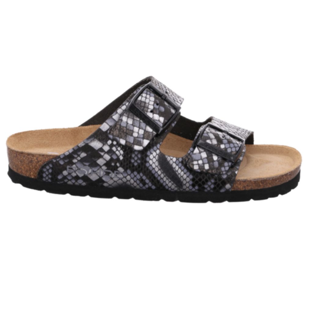 Rohde Damen Pantoletten ALBA - Blaue Wildleder Sandalen Mit Schnalle