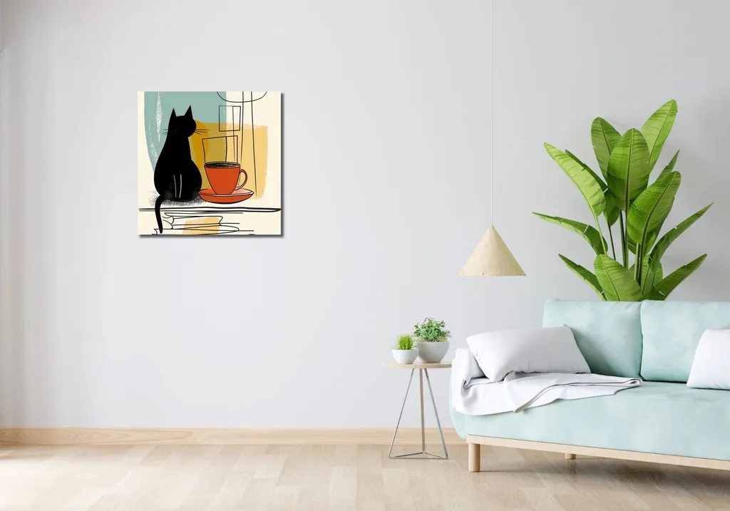 Quadro 60x60cm Gatto e caffè - 2