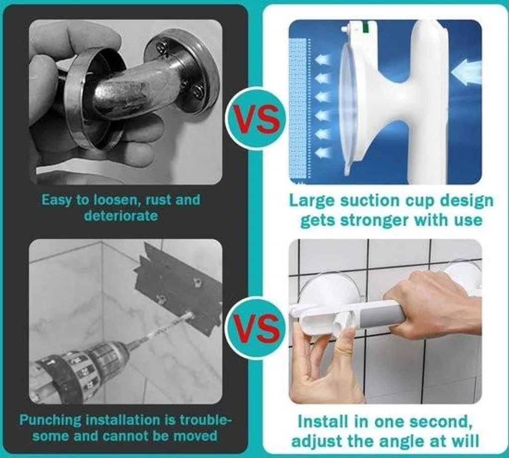 Poignée de douche ventouse anti-chute sans perçage mur carrelé