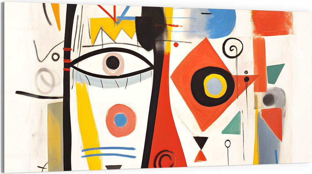 DEQORI Glasbild Echtglas 100x50 cm 'Abstrakte Visage' Wandbild Bild modern Deko