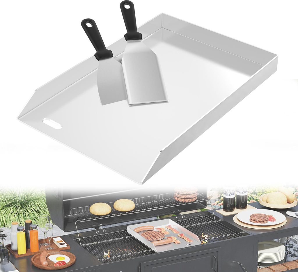 UISEBRT Edelstahl Plancha Grillplatte 30x45cm ohne Griffen Produktbild 