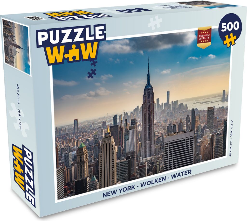 MuchoWow Puzzle 500 Teile New York - Wolken - Wasser - 500 Teile - Kinder - Selberbauen - Puzzlespiele