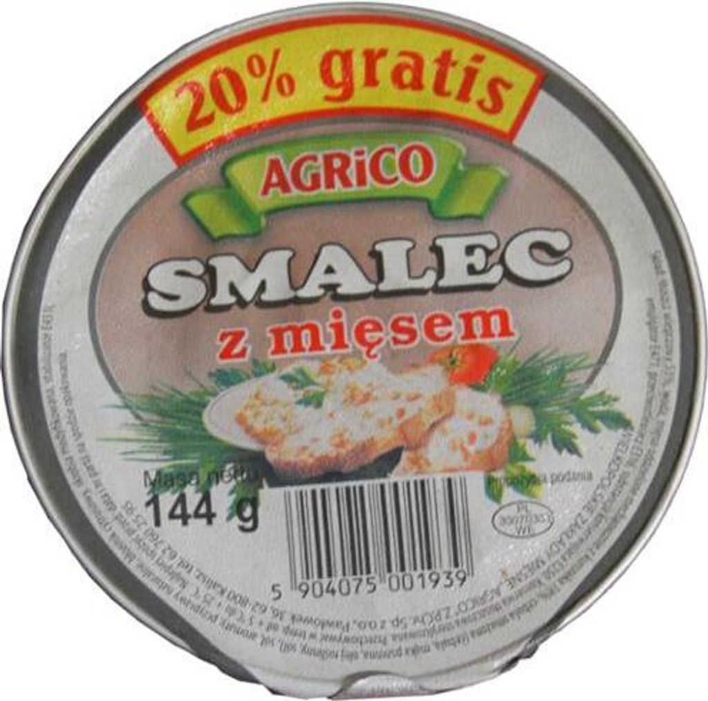 Agrico "Smalec z mięsem" Schweineschmalz 144g Produktbild 