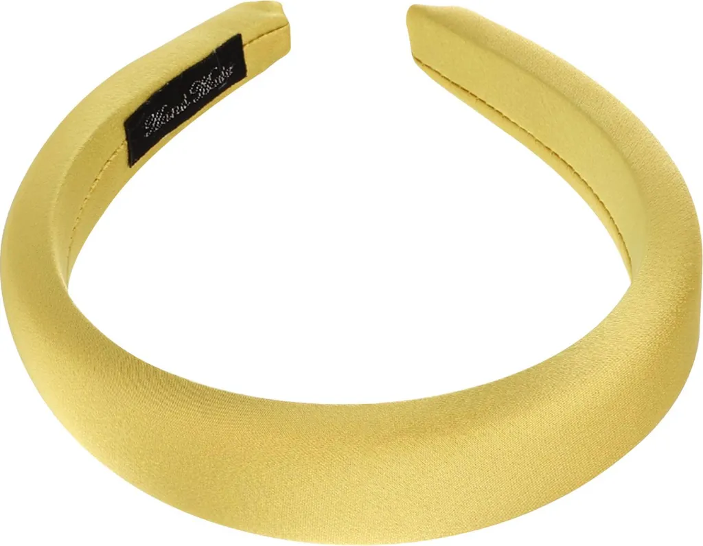 Cerchietto Per Capelli Imbottito Con Strass | Fascia Larga Gialla, Elegante Per Feste E Matrimoni - 2