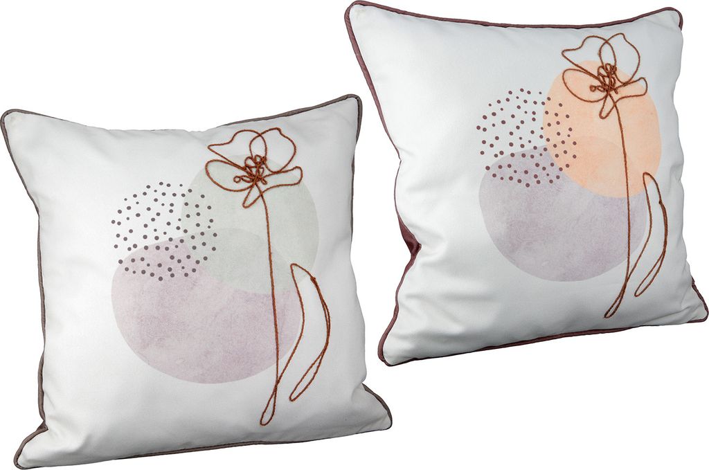 Gilde Stoff Ki ssen "One Line Flower" VE 2 so 47412