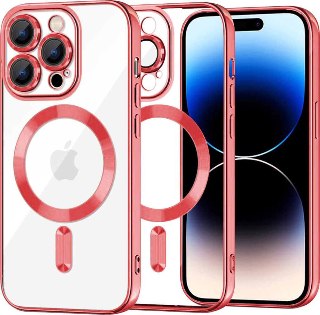 Techsuit Luxury Crystal Back Cover Hülle mit MagSafe für Apple iPhone 14 Pro - Rot