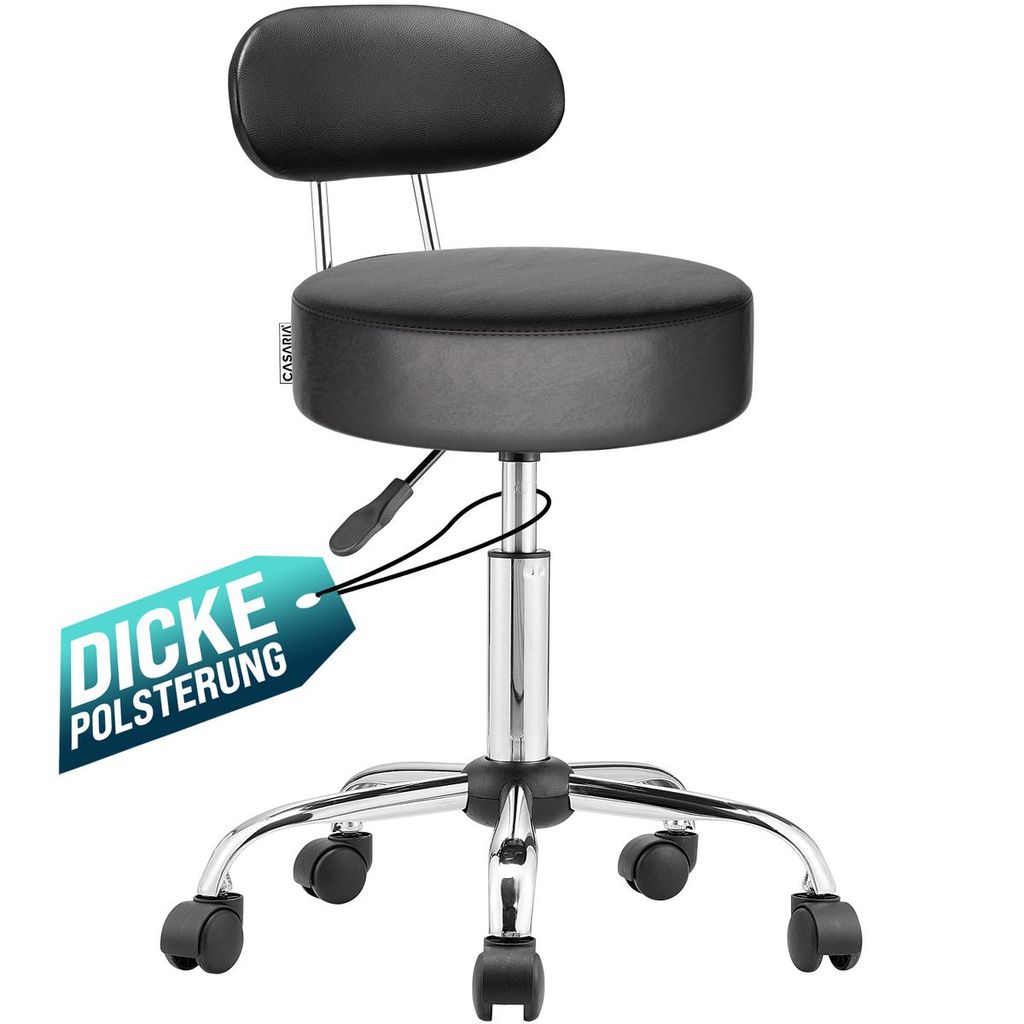 CASARIA® Rollhocker mit Lehne Höhenverstellbar 10cm Produktbild 