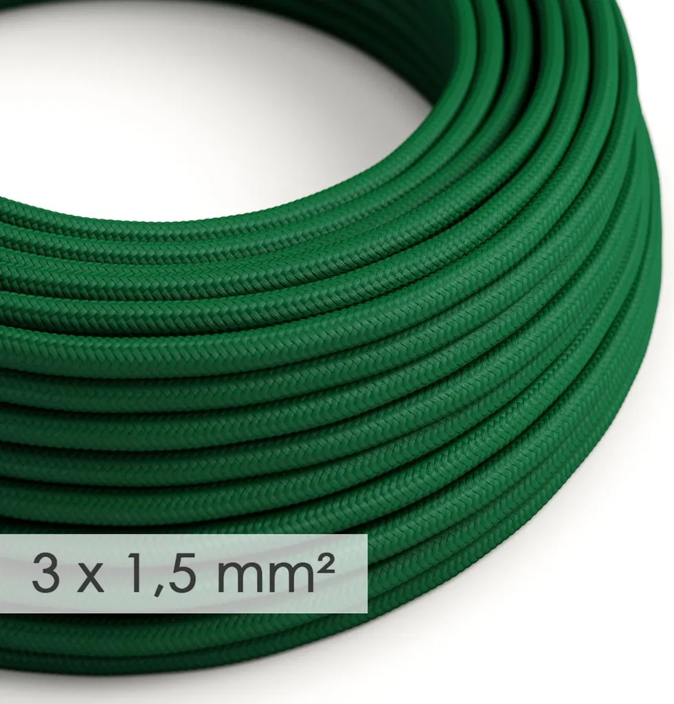Câble textile pour luminaires et appareils 3x1,50 vert foncé RM21 10m