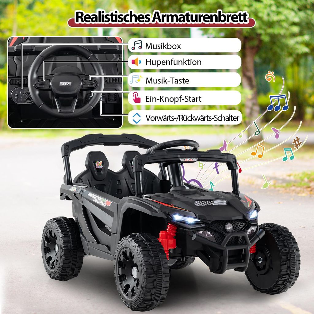 Auto Elettrica Per Bambini Jeep 12V, Con Telecomando 2.4G, Luci LED, Musica Bluetooth, Grigia