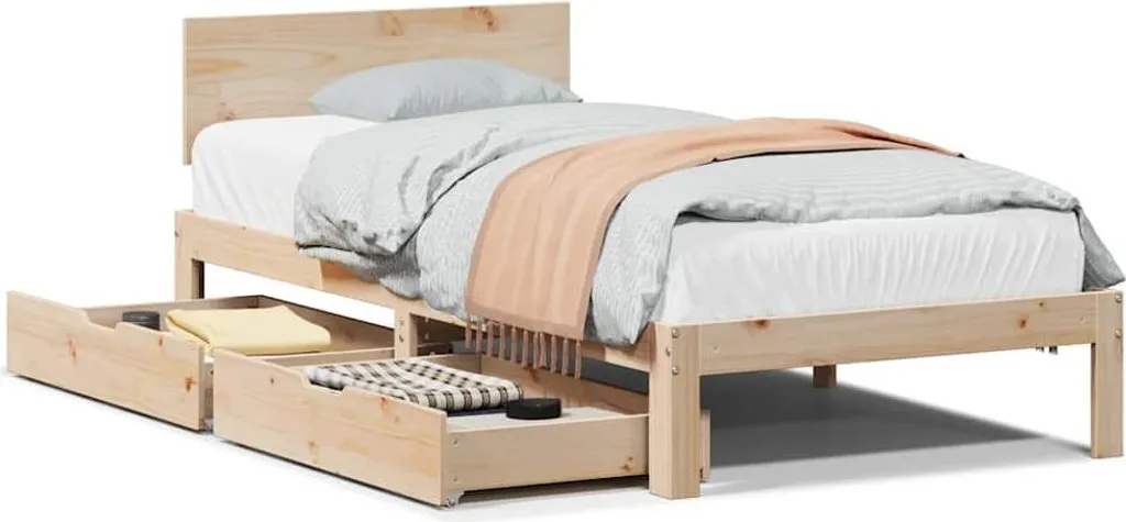 Lit enfant 90x190 cm en bois massif avec tiroirs pour chambre rangée