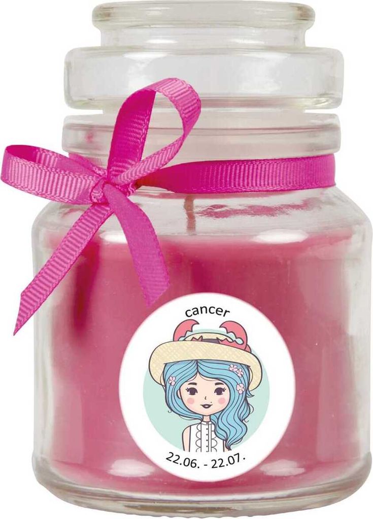 HS Candle "Sternzeichen" Duftkerze Lavendel im Bonbonglas ( Krebs ) - viele Motive zur Auswahl, 120g - Brenndauer bis zu 30 Std - Cancer