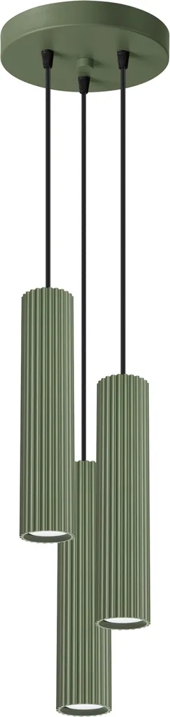 Lampada a sospensione KARBON 3P verde oliva 3xGU10 10W alluminio 108x19.5x19.5cm Sollux Lighting