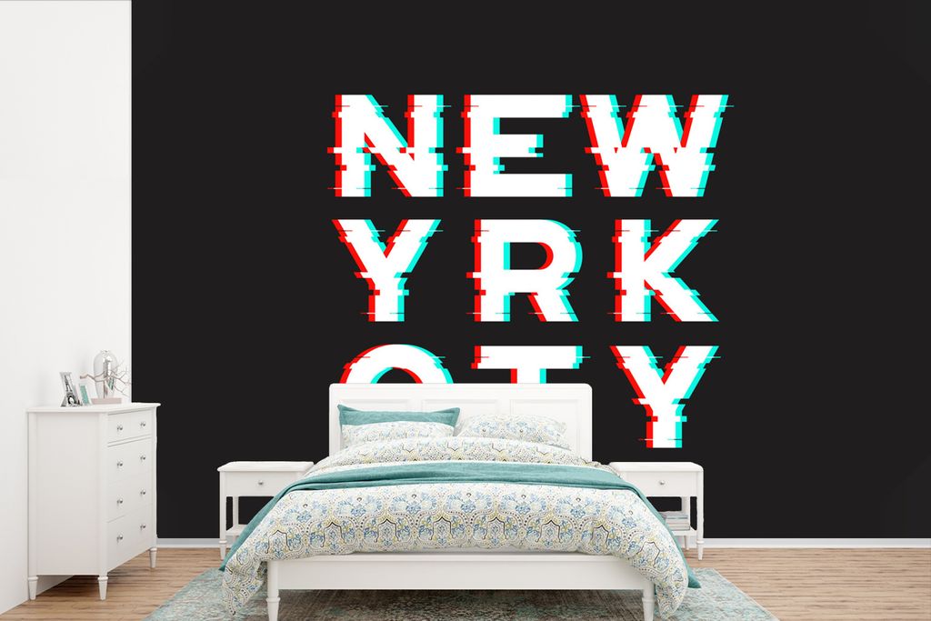 MuchoWow Fototapete für Wohnzimmer oder Schlafzimmer Wandtapete Vinyl Motivtapete New York - Stadt - Rot - 330x220 cm - Fototapeten