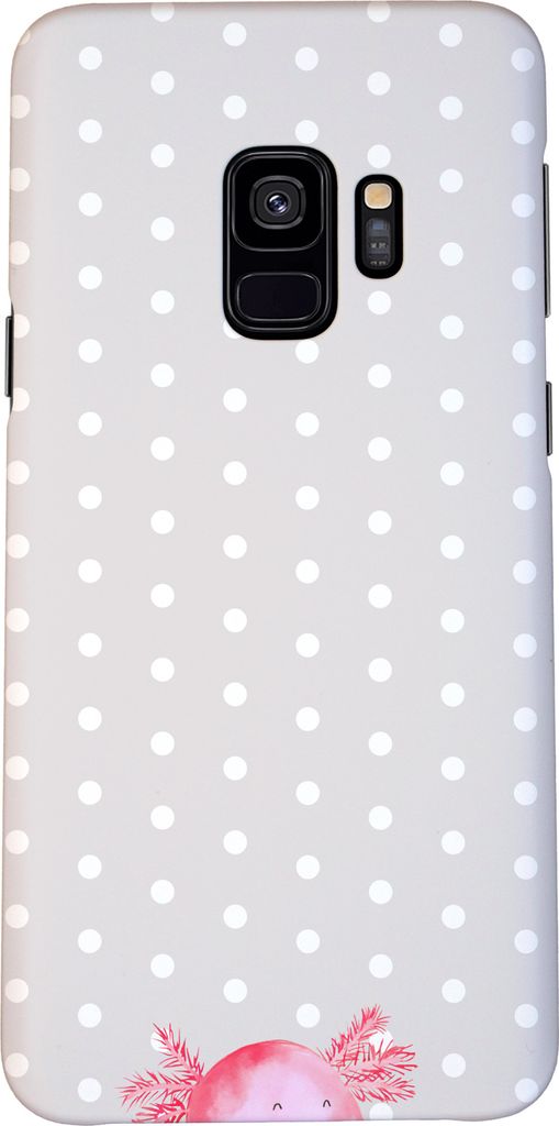 Mr. & Mrs. Panda Samsung Galaxy S9 Handyhülle Axolotl Glücklich - Grau Pastell - Geschenk, Lurch, Gute Laune, Handy Schutzhülle, Lebensfroh, Cov...