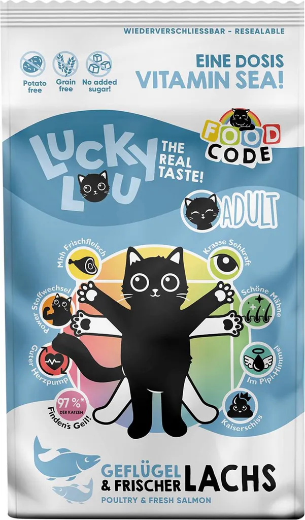 Nourriture pour chat Lucky Lou Volaille et Saumon sac 1,7kg