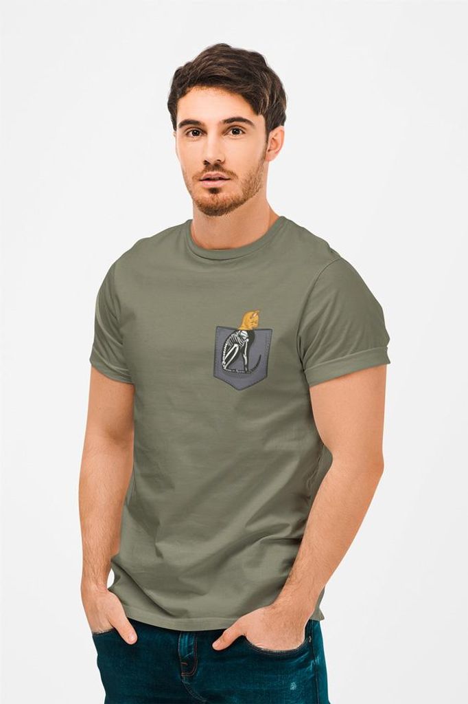 D&B Uni Polo PO00006 Cat Skeleton Pocket MilitärGrün-Größe 4XL