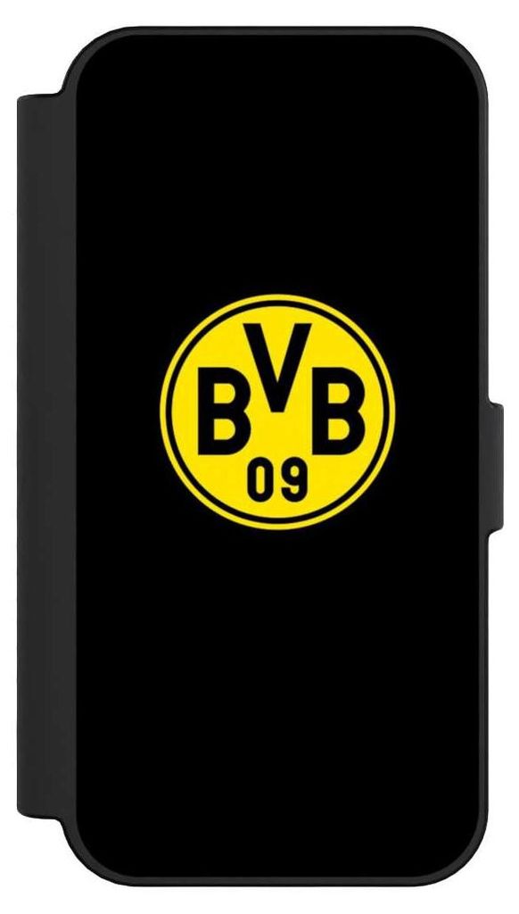 NIVOCASE Klapphülle für Apple iPhone 16 Handyhülle aus Kunst Leder NIVOflip schwarz BVB Borussia Dortmund Logo