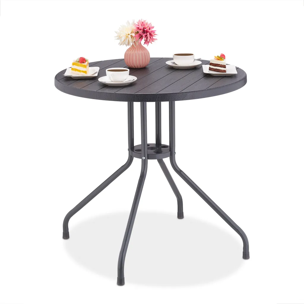 Tavolo da Giardino Rotondo in Legno Relaxdays: Arredo Esterno Elegante