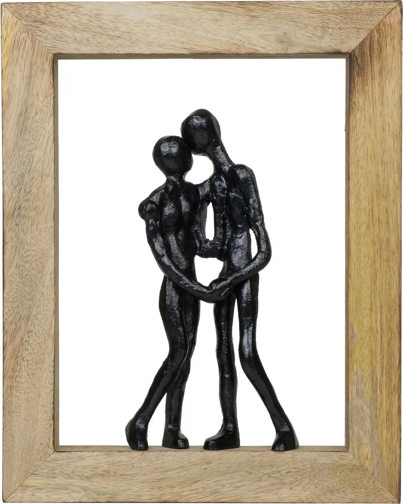 Sculpture Embrace artisanale : Couple enlacé noir bois 30 cm pour déco