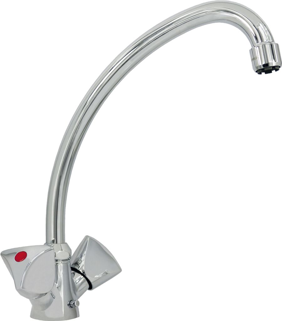 PUTEUS Armatur STANDARD in Chrom mit Schwenkauslauf und Kunststoff-Hauben-Griffen