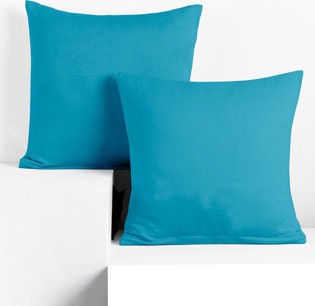 2 Kissenbezüge Jersey Baumwolle Reißverschluss marine - 50 x 50 cm