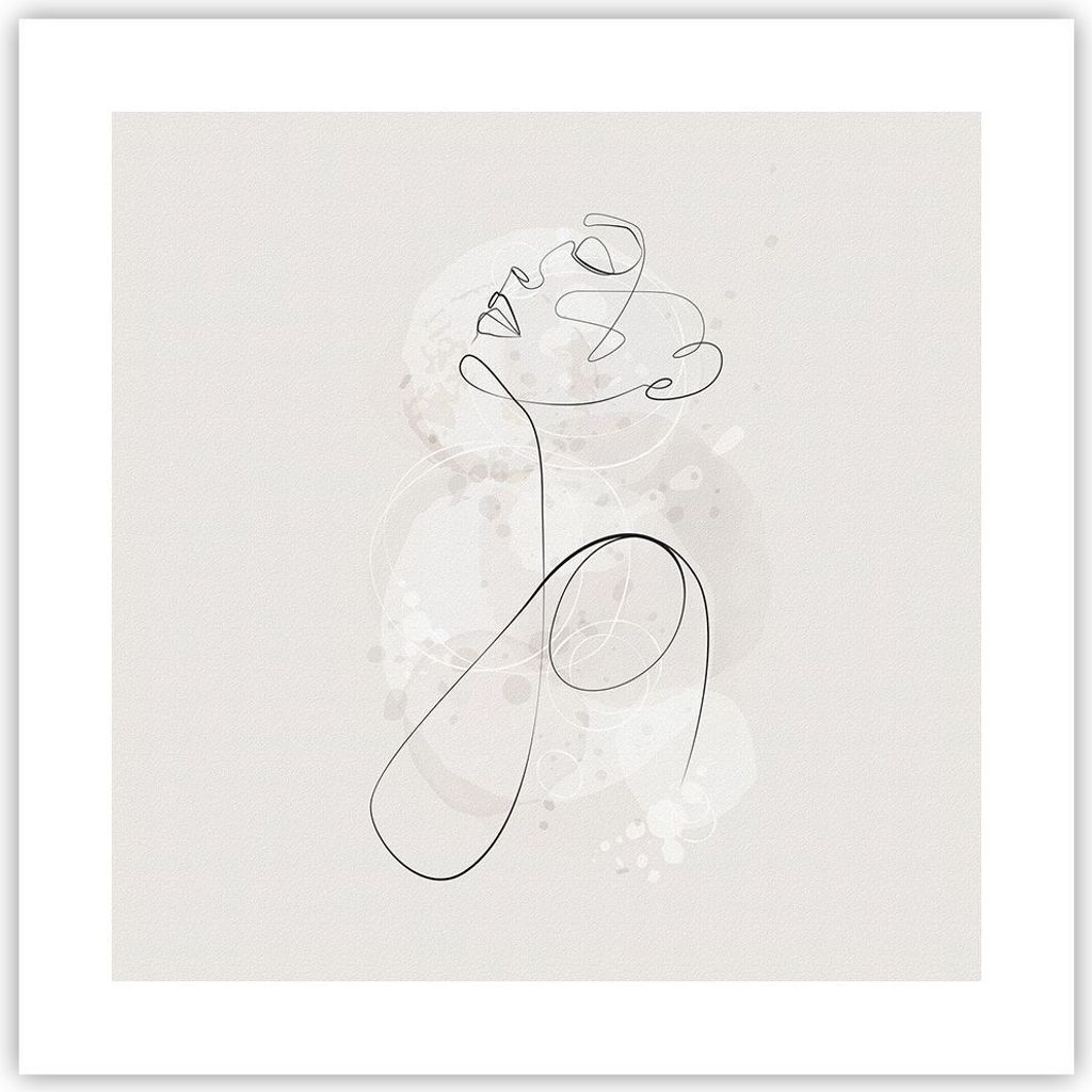 Poster - Poster ohne Rahmen - Frau eins Linie - 40x40 cm - Wand Bild - Wanddeko - Wandbilder - Kunstposter - Wandposter - Bilder - Kunstdruck - Wan...